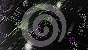 Screens of hacker code programming process. Animation. Concept of digital security and programming language, seamless