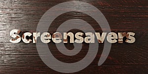 Screensavers - grungy wooden headline on Maple - 3D rendered royalty free stock image