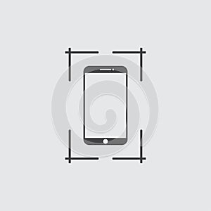 Screenshot icon in black on a gray background. Vector illustration photo