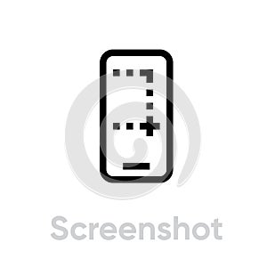 Screenshot phone tech specs icon. Editable line vector.