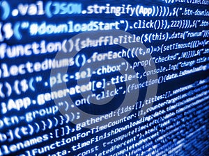 Screenshot with rando. Software source code. Coding programming source code screen. Javascript abstract computer script, random. photo