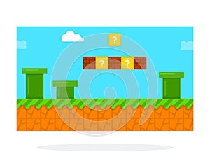 Screenshot of a retro computer game vector icon flat isolated. photo