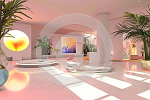 Screenshots of a virtual trade show with various exhibitors.