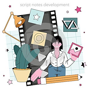 Screenwriter concept. Playwright create a screenplay for a movie