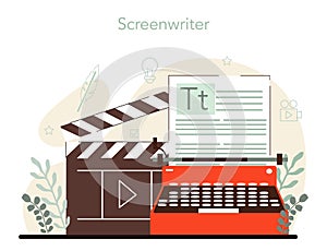 Screenwriter concept. Playwright create a screenplay for a movie, theater