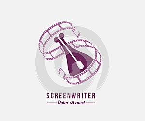 Screenwriter nib and film strip logo design