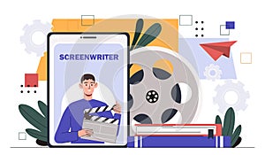 Screenwriter online vector concept photo