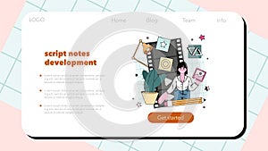 Screenwriter web banner or landing page. Playwright create