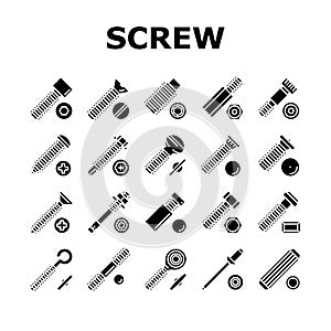 Screw And Bolt Building Accessory Icons Set Vector