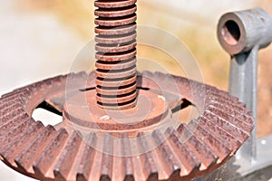 Steel gears from an old mechanical device photo