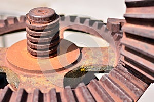 Steel gears from an old mechanical device photo