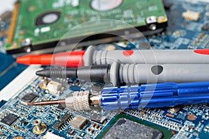 Screw on the computer main board computer hardware.