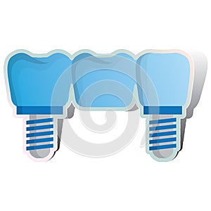 screw on false dentures. Vector illustration decorative design