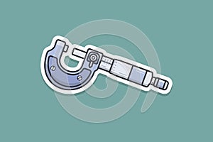 Screw Gauge Micrometer Sticker vector illustration. Engineer and Construction tool object icon concept.