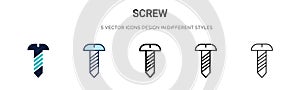 Screw icon in filled, thin line, outline and stroke style. Vector illustration of two colored and black screw vector icons designs