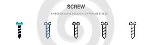 Screw icon in filled, thin line, outline and stroke style. Vector illustration of two colored and black screw vector icons designs