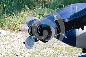 The screw of a motor boat, selective