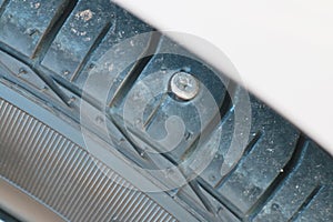 nail puncturing tire.