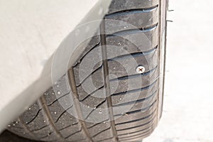 nail puncturing tire.