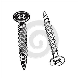 Screw, silhouette illustration countersunk head