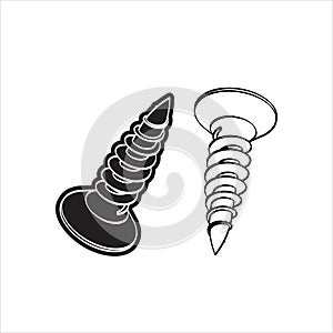 Screw, silhouette illustration, countersunk head