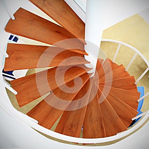 wooden stair case