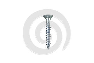 Screw isolated on white background metal work screws steel bolt tool iron metallic construction silver chrome macro closeup nut