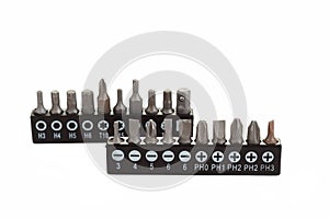 Screwdriver Bit Set on White with Clipping Path