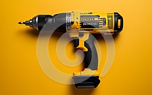 Screwdriver Black Yellow Background -Generative Ai