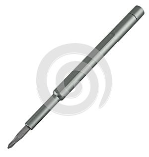 screwdriver for different bits, on white background in insulation