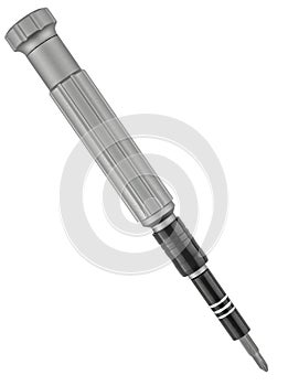 screwdriver for different bits, on white background in insulation