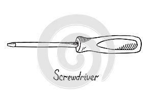 Screwdriver, hand drawn doodle sketch