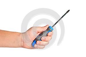 Screwdriver in hand isolated.