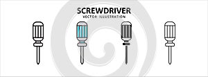 screwdriver hand tool vector icon design. car motorcycle spare part replacement service photo