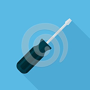 Screwdriver icon, modern minimal flat design style, vector illustration with long shadow