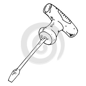 Screwdriver icon. Vector illustration of a screwdriver with an organic handle. Hand drawn repair tool screwdriver
