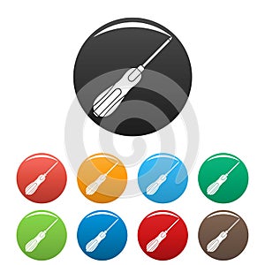 Screwdriver icons set color