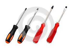 Screwdriver with plastic handle isolated on white