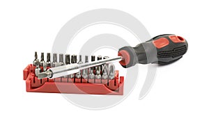 Screwdriver with the replacable bit isolated