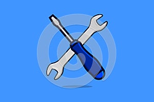 Screwdriver tool vector illustration. Working tools equipment objects icon concept. Screwdrivers in cross sign vector design on ye