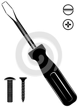 Destornillador icono. tornillos a tornillos colocar 