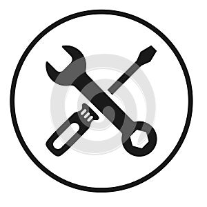 Screwdriver and wrench icon in flat style isolated on white background. Fix symbol for your web site design, logo, app, UI etc