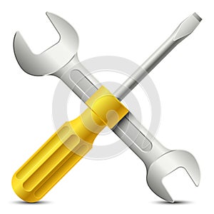 Screwdriver and wrench icon photo