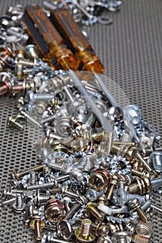 Screwdrivers and components bolts, nuts, washers, screws