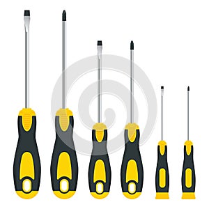 Screwdrivers set isolated on white background. Hand tools for repair and construction.