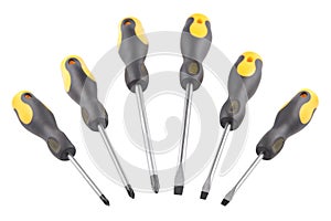 Screwdrivers, Work Tools isolated on a white background