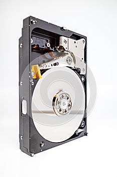 screwed-on hard disk shows the inner workings of a hard disk