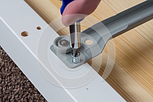 Screwing together flat pack furniture