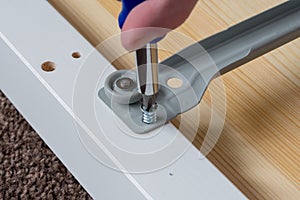 Screwing together flat pack furniture photo