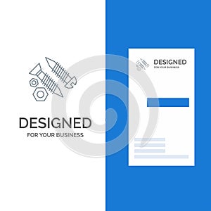 Screws, Building, Construction, Tool, Work Grey Logo Design and Business Card Template